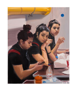 The Wick - Caroline Walker, 'Three Maids’, 2018. Oil on linen, 80 x 65cm (31 1/2 x 25 5/8in). Copyright Caroline Walker. Courtesy the artist and GRIMM, Amsterdam | New York. Photo by Peter Mallet.