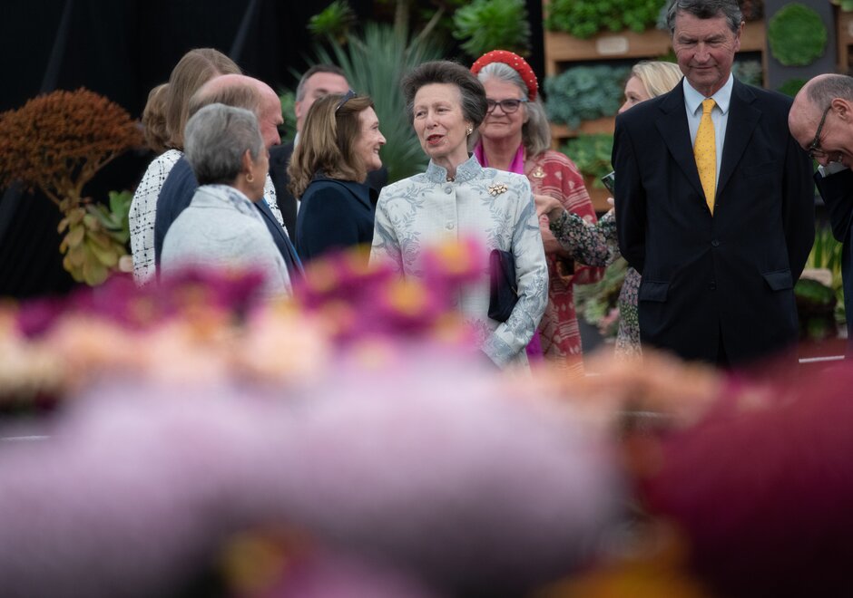 The Wick Culture - Anne, Princess Royal visits the Great Pavilion during a private view of the RHS Chelsea Flower Show 2021, Monday September 20, 2021.  . The show is being held, for the first time ever during autumn, in the wake of the COVID pandemic.  Limited tickets are available for this one-off RHS show, which opens to the public Tuesday...Photograph by Suzanne Plunkett/RHS