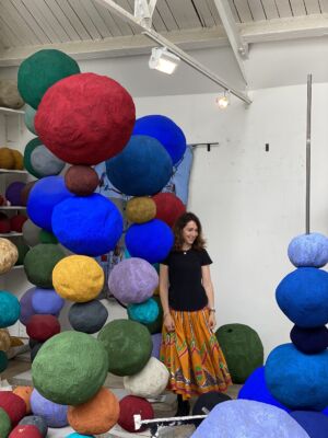 The Wick - Annie Morris with her Stack sculptures. (Courtesy of Annie Morris)