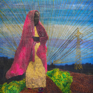 The Wick - Joana Choumali, Missing abuela in silence, 2020, Embroidery on digital photography printed on canvas, 50 x 50 cm. Courtesy of Loft Art Gallery.
