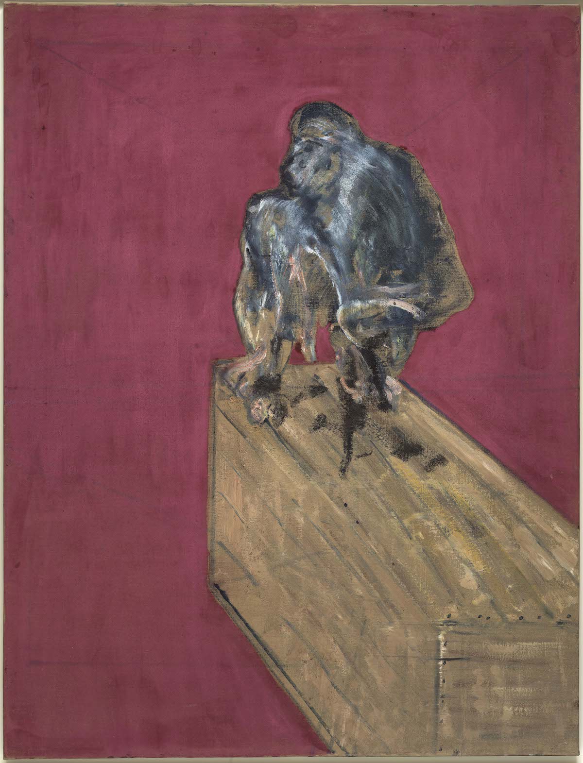 The Wick - Francis Bacon, Study for Chimpanzee, 1957
Oil and pastel on canvas, 152.4 x 117 cm
Peggy Guggenheim Collection, Venice 
Solomon R. Guggenheim Foundation, New York
Photo: David Heald (NYC)
© The Estate of Francis Bacon. All rights reserved. DACS 2021 
