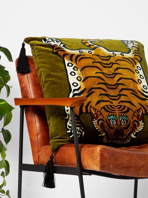 The Wick - Saber Large Velvet Cushion by House of Hackney