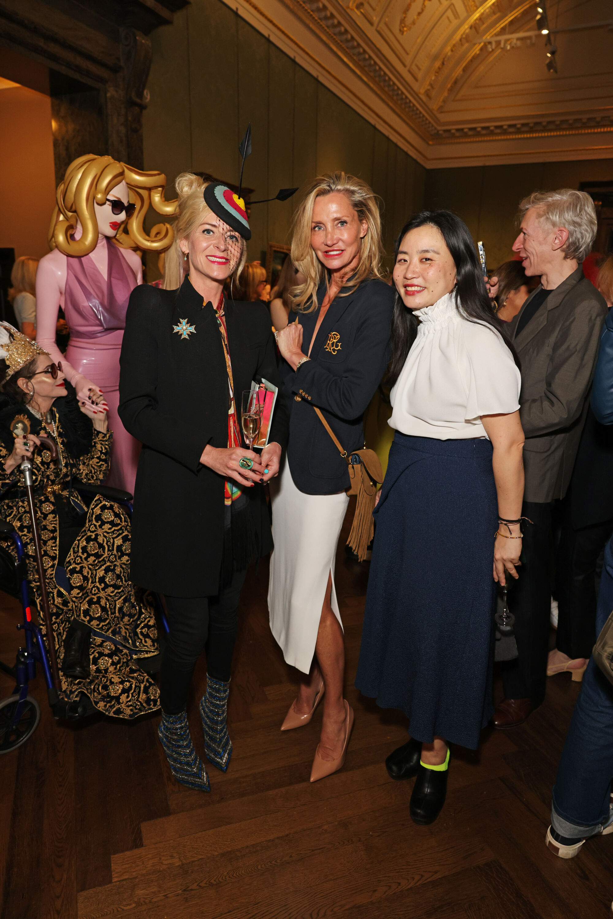 The Wick - LONDON, ENGLAND - MARCH 24: (L to R)  Victoria Grant, Marie Moatti and Fashion designer Edeline Lee attend the launch of Oscar-winning artist Tim Yip’s groundbreaking new art film LOVE INFINITY on MUBI, featuring some of the most iconic and diverse living artists and creatives of our time, at the National Gallery on March 24, 2022 in London, England. (Photo by David M. Benett/Dave Benett/Getty Images for Tim Yip)