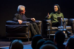 The Wick - Priya interviewing Daniel Libeskind at the RIBA closeup