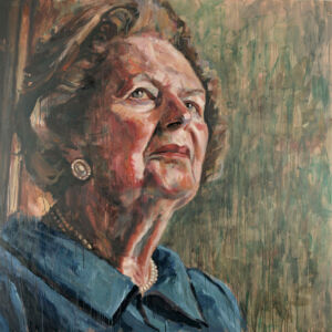 The Wick - Baroness Thatcher (Private Collection on loan to Conservative Party HQ). 182.88 x 182.88 cm. Oil on linen.