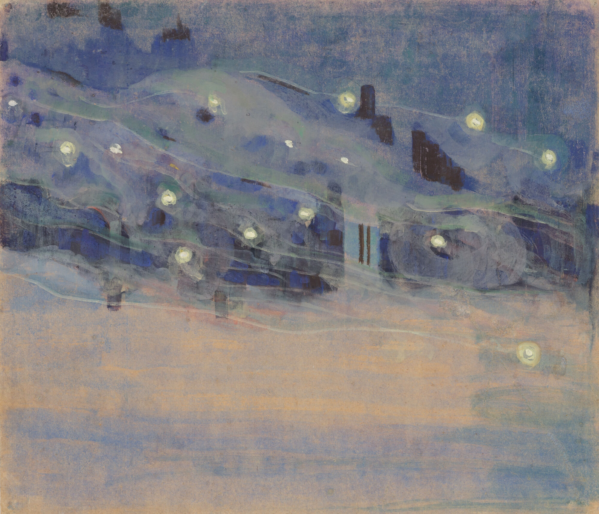The Wick - M.K. Čiurlionis, Sparks, III from the cycle of 3 paintings, 1906. Tempera on paper, 31.3 x 36.2 cm. Courtesy M. K. Čiurlionis National Museum of Art.
