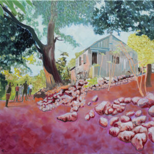 The Wick - Arthur Timothy, THE DESCENDANTS (CHARLOTTE VILLAGE), 2022, 101.6cm x 101.6, Courtesy of the artist and Gallery 1957