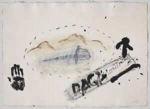 The Wick - Antoni Tàpies
Mà i paisatge, 2000
signed (lower right)
Paint and pencil on paper