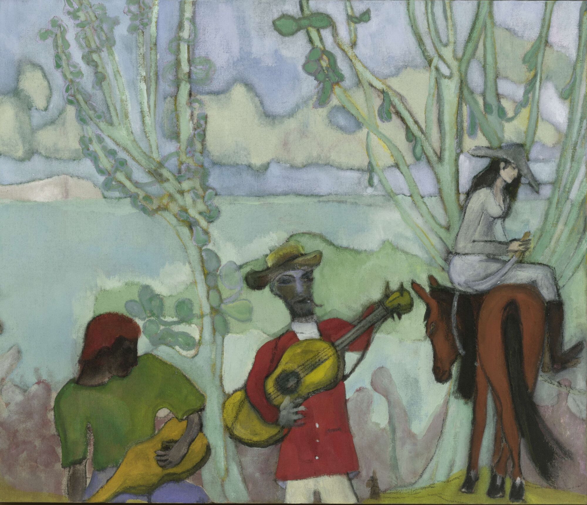 The Wick Culture - Peter Doig (born 1959) MUSIC (2 TREES) 2019, Pigment on linen, Private collection