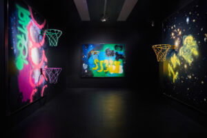 The Wick - Installation shot of Cosmic Drill 2023, by Awol Erikzu, courtesy of Ben Brown Fine Art