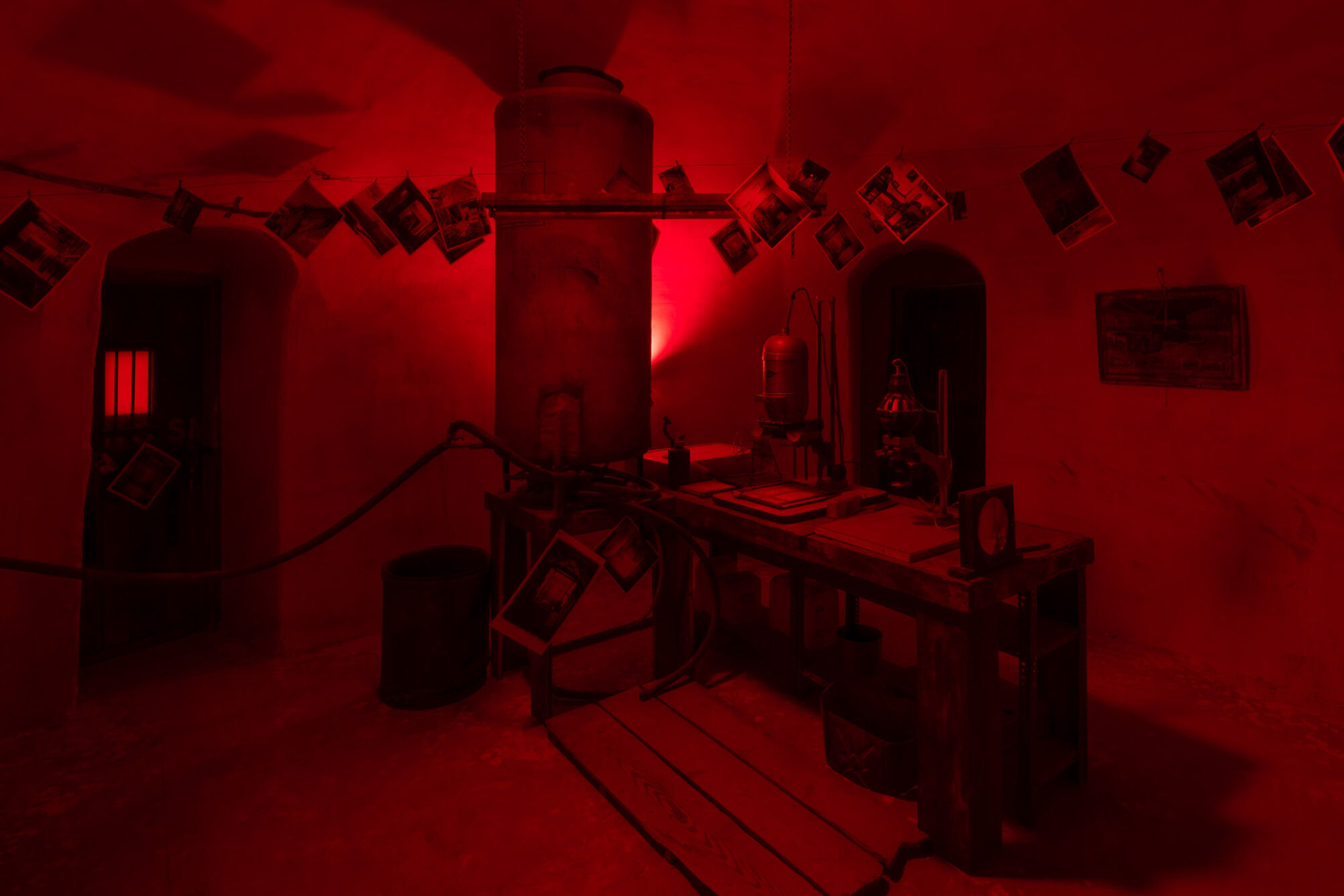 The Wick - Installation view of Mike Nelson, I, IMPOSTER (the darkroom), 2011. Various materials. Photo: Matt Greenwood. Courtesy the artist and the Hayward Gallery.