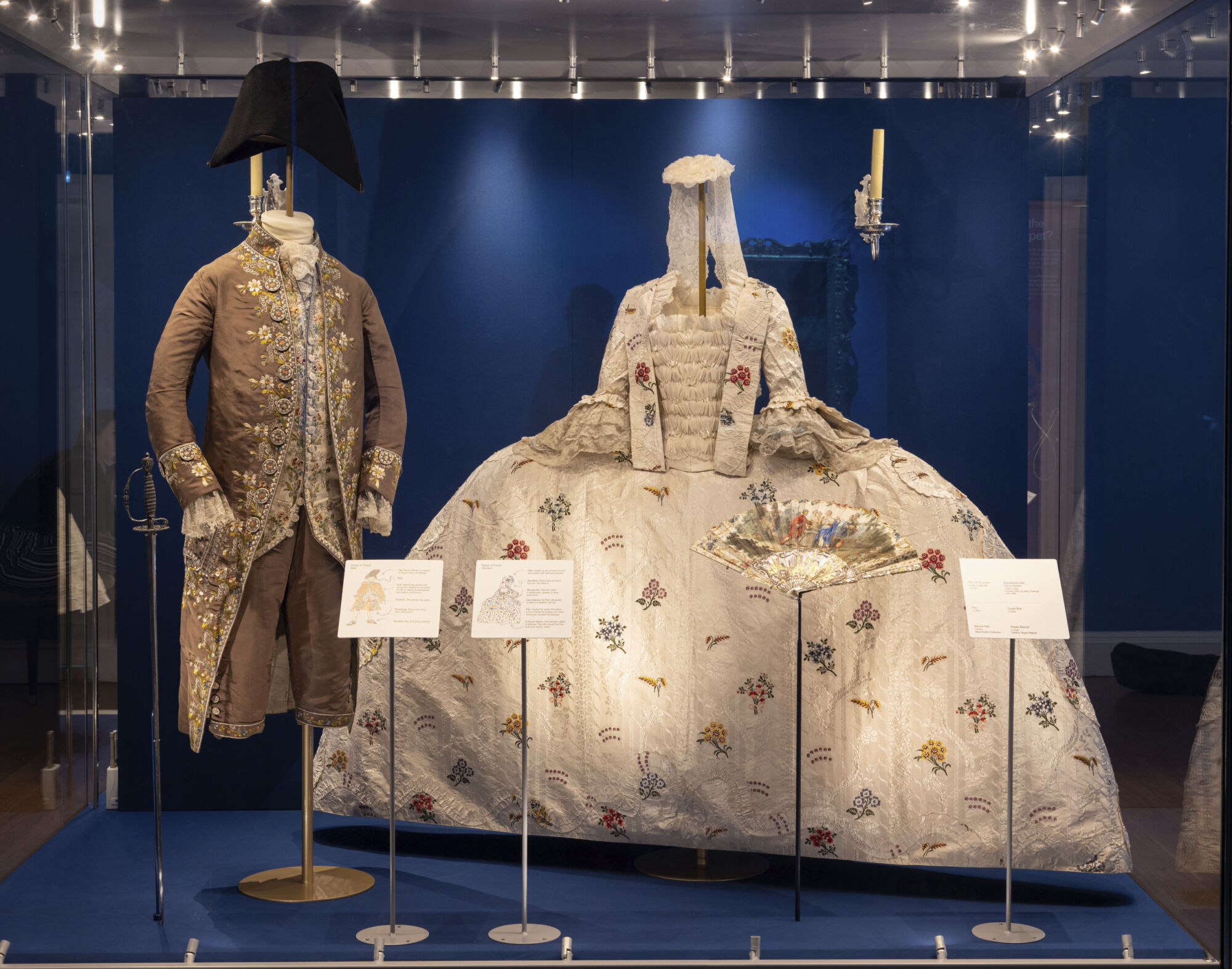 The Wick - Crown to Couture exhibition 2023 - 18th century court suit and mantua