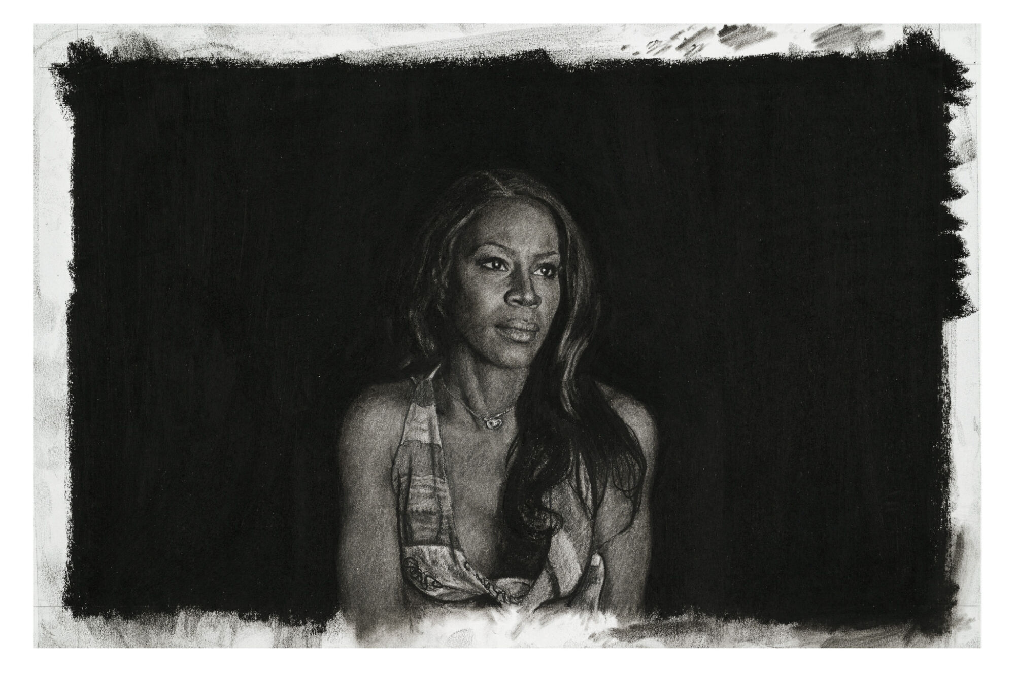 The Wick - Amma Asante, 2019, by Nina Mae Fowler, charcoal, 29x44cm