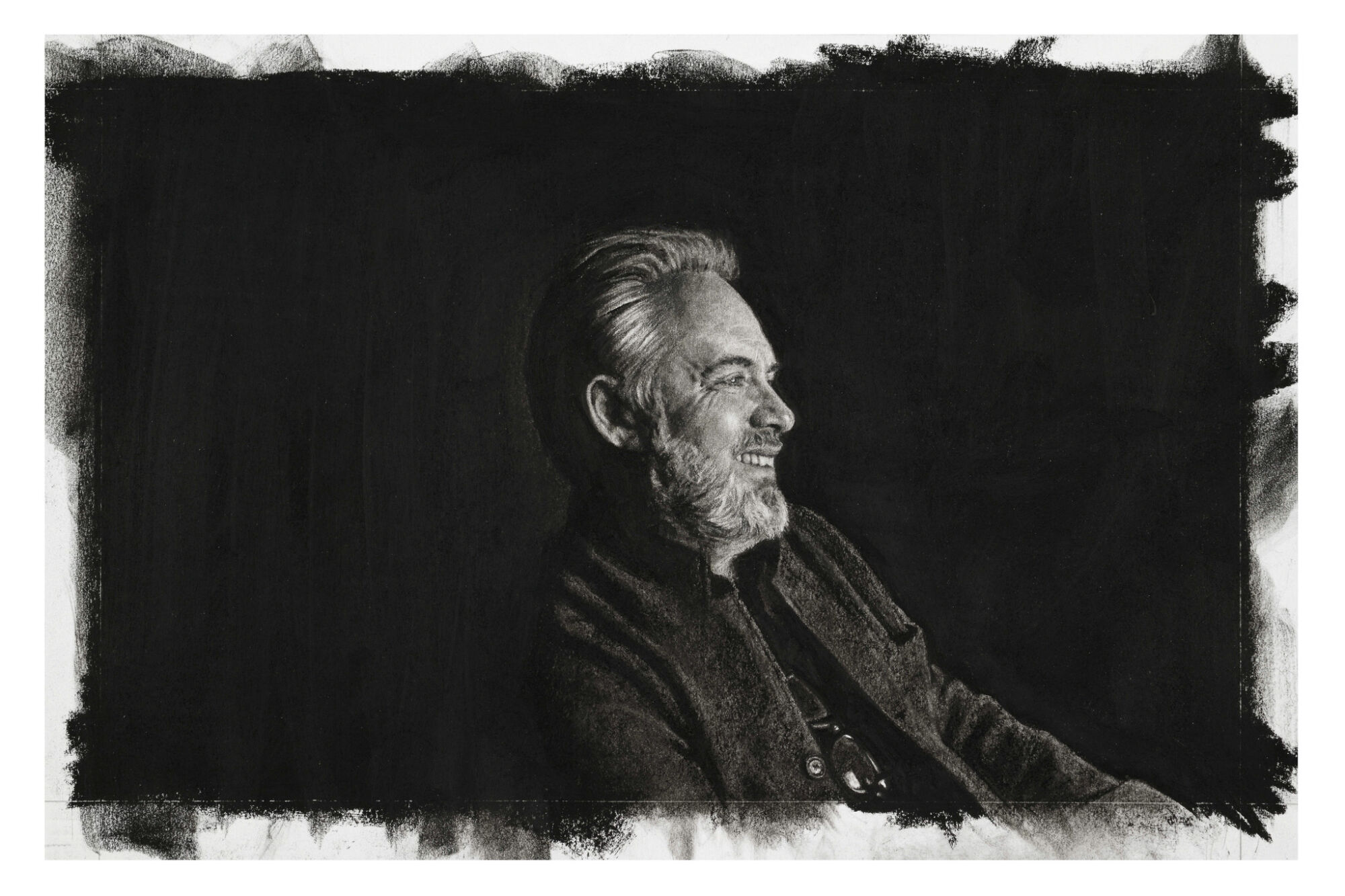The Wick - Sam Mendes, 2019, by Nina Mae Fowler, charcoal, 29x44cm