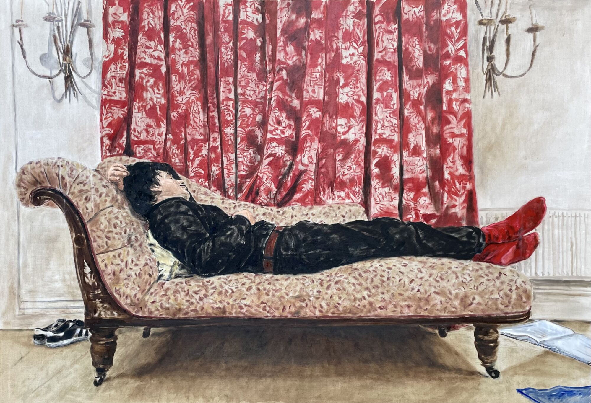 The Wick - Jobard Lounging. Oil on Linen. 110x160cm, by Hugo Hamper-Potts, courtesy of the artist 
