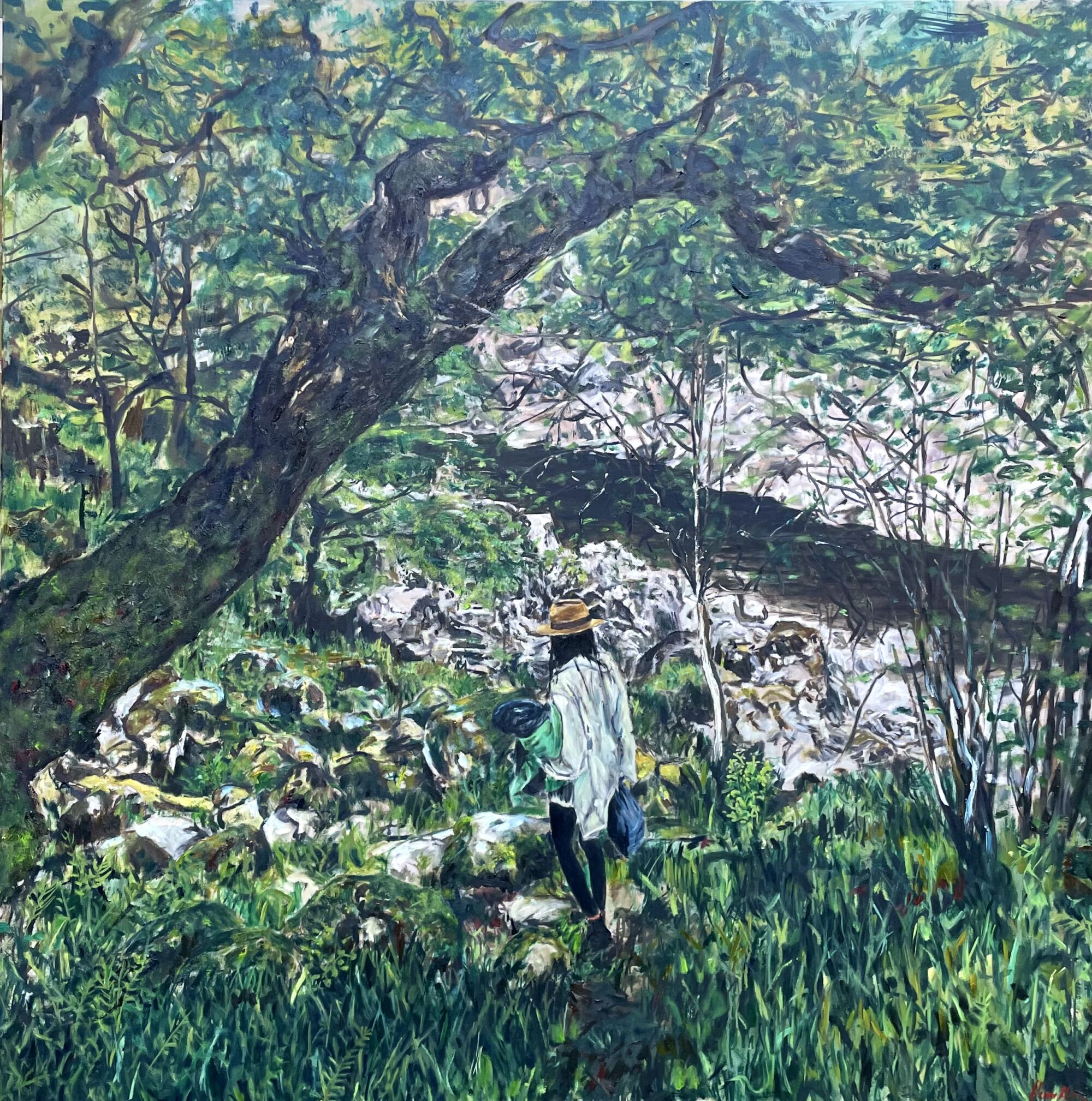 The Wick - Journey. 140x140cm. Oil on linen, by Hugo Hamper-Potts, courtesy of the artist 