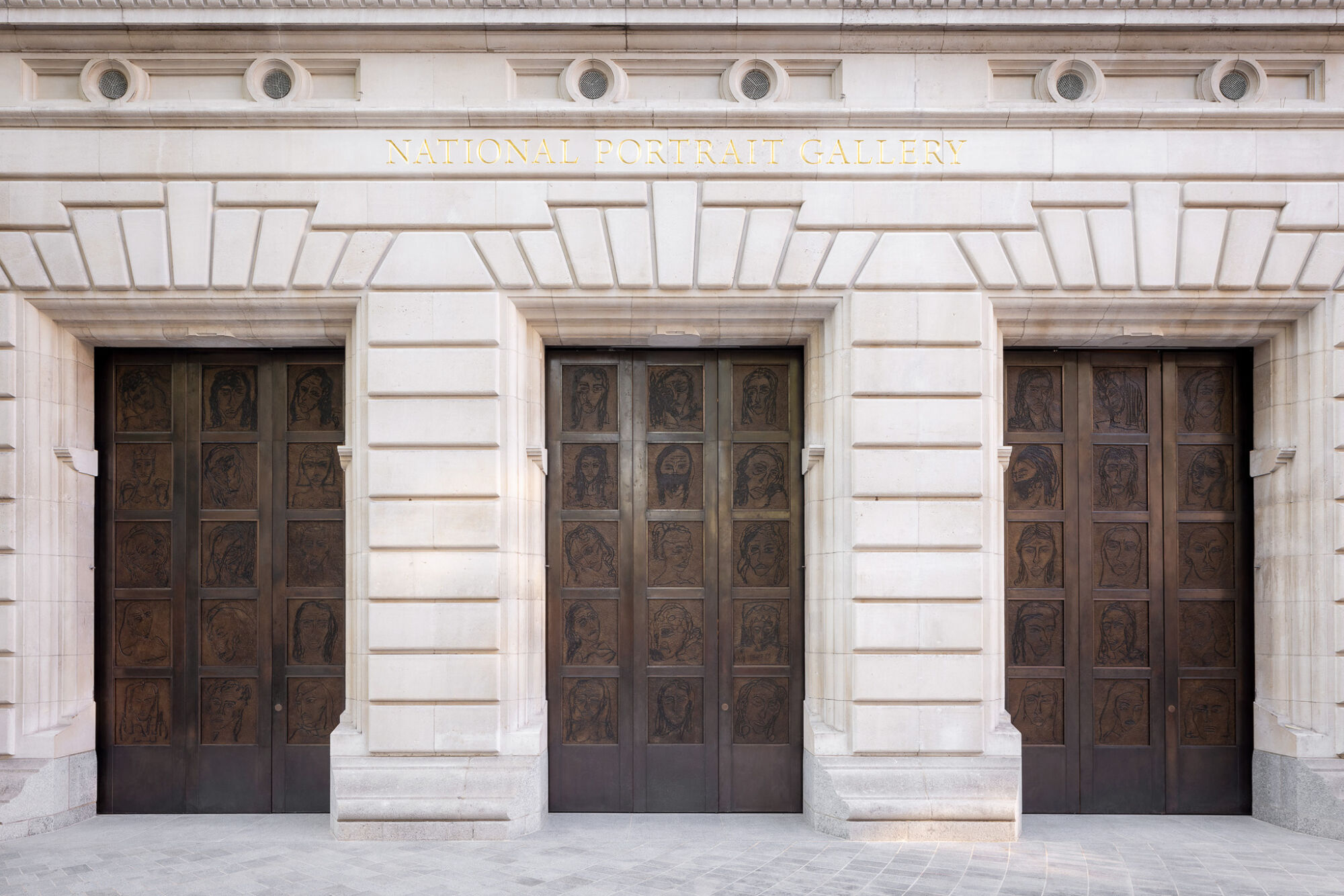The Wick - The new doors at the entrance to the National Portrait Gallery, London, designed by Tracey Emin. Photograph: © Olivier Hess