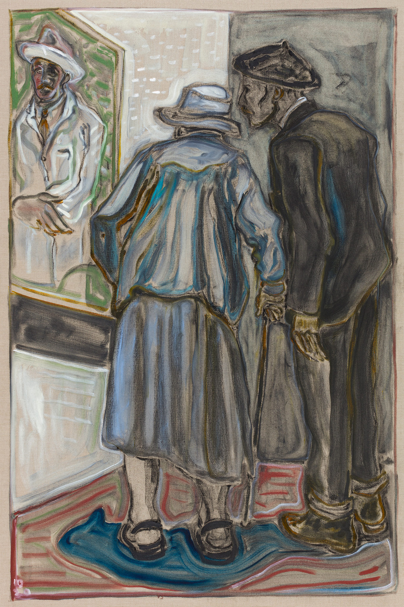 The Wick - Billy Childish, the artist and his mother (2020), Oil and charcoal on linen, 183 x 122 cm