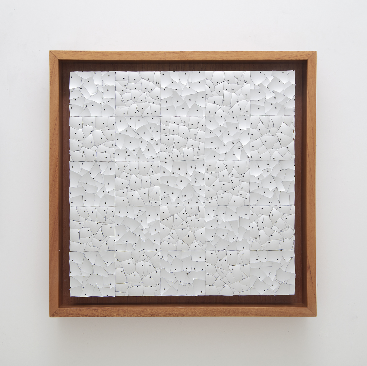 The Wick - Gabriel de la Mora
805, 2023
Signed backwards and dated backwards
423 convex blown glass fragments and aluminum and 382
concave blown glass
fragments and aluminum on museum cardboard and
wood
11 3/4 x 11 3/4 x 3/4 in. / 30 x 30 x 2 cm
Framed: 13 3/4 x 13 3/4 x 2 3/8 in. / 35 x 35 x 6 cm © Gabriel de la Mora. Courtesy of Timothy Taylor