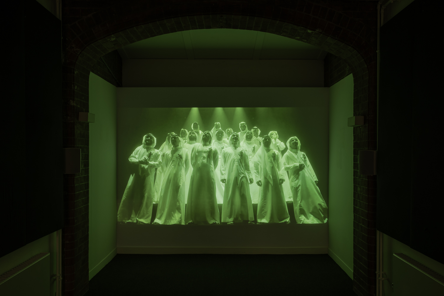 The Wick Culture - Ahaad Alamoudi, The Green Light, 2021. Moving image. 5 min, 40 sec. Bloomberg New Contemporaries at Camden Art Centre, 2024. Photo by Rob Harris
