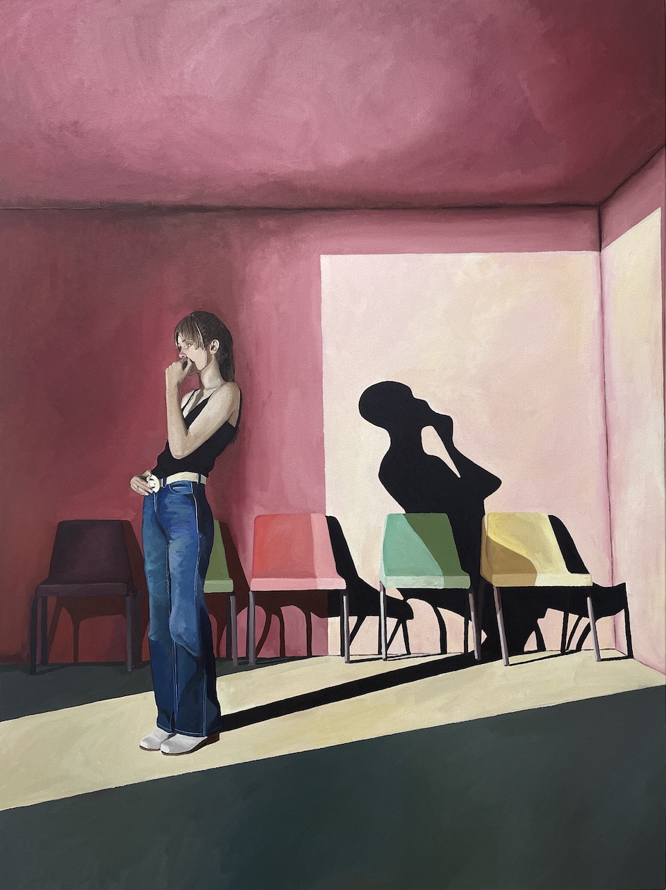 The Wick - The Waiting Room, 2023, 90 x 120 cm, Acrylic on canvas.