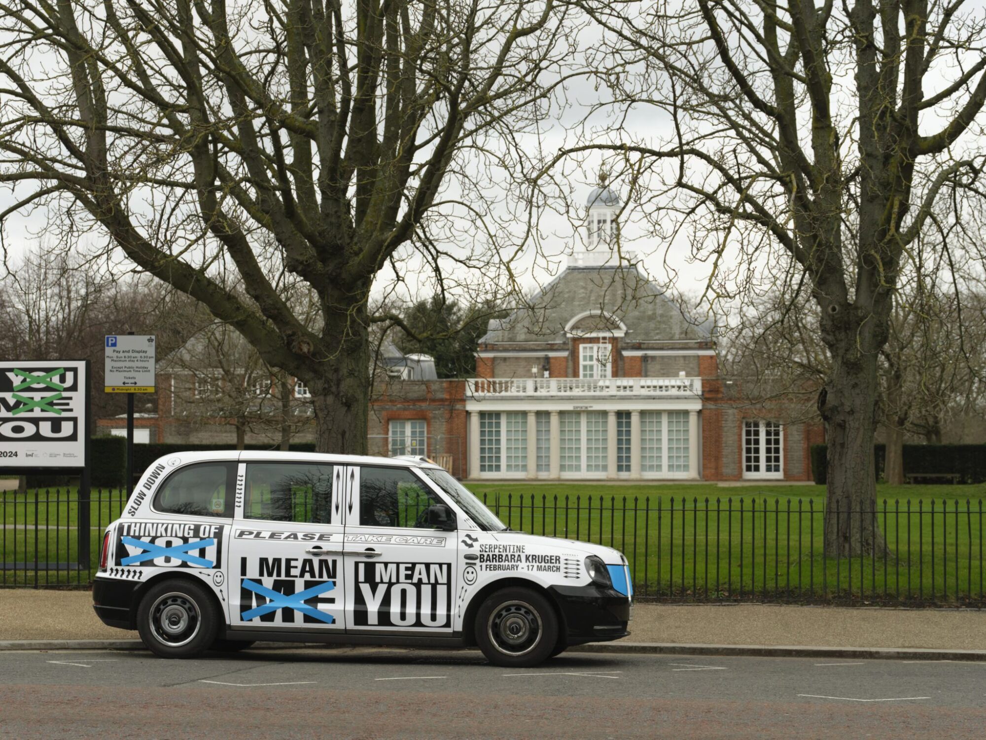 The Wick Culture - Untitled (Taxis), 2024. Barbara Kruger: Thinking of You. I Mean Me. I Mean You., 1 February – 17 March 2024, Serpentine South). Photo: George Darrell.