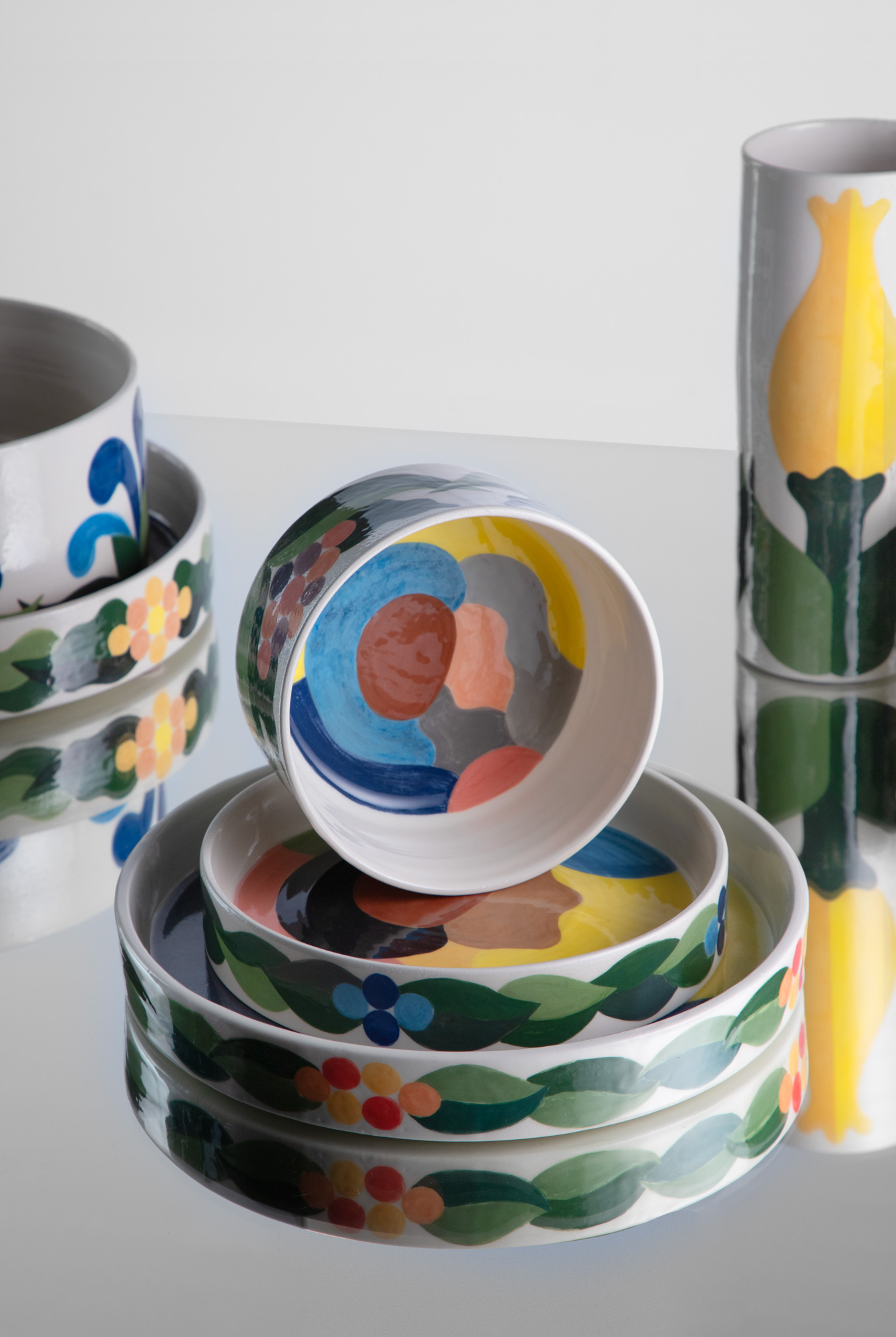 The Wick - Love is Enough, 2023, ceramic tableware series celebrating the idea of universal love and his hometown, Verona. It was made in collaboration with ceramic artist Anna Grazia Perlini. Photo: Mattia Maestri