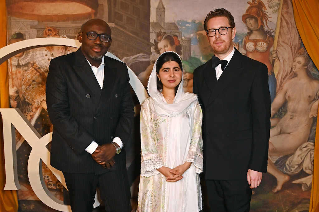 The Wick - LONDON, ENGLAND - MARCH 19: (L to R) Edward Enninful, Malala Yousafzai and Dr Nicholas Cullinan attend The National Portrait Gallery's Portrait Gala on March 19, 2024 in London, England. 

Photo by Dave Benett