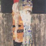 A painting by Gustav Klimt depicting a woman lovingly holding her baby while another woman stands beside her with her head in her hands.