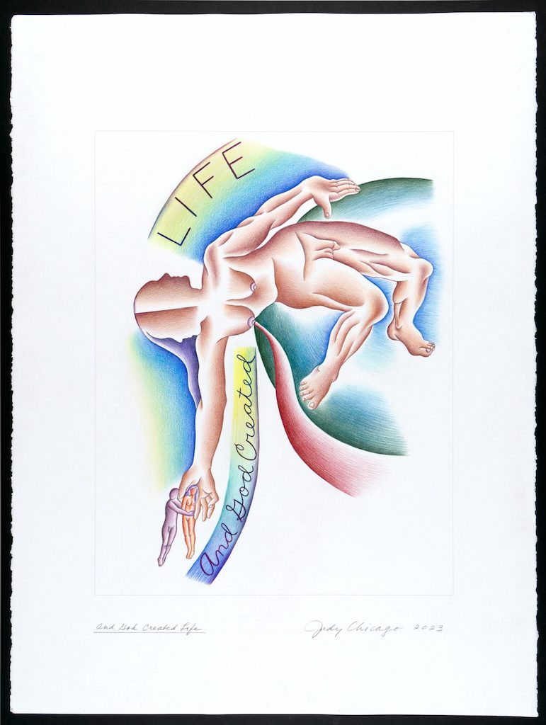 The Wick Culture - Judy Chicago And God Created Life (detail), 2023 Prismacolor on paper 30 x 22.25 in. (76.2 x 56.52 cm) © Judy Chicago/Artists Rights Society (ARS), New York; Photo © Donald Woodman/ARS, NY Courtesy of the artist