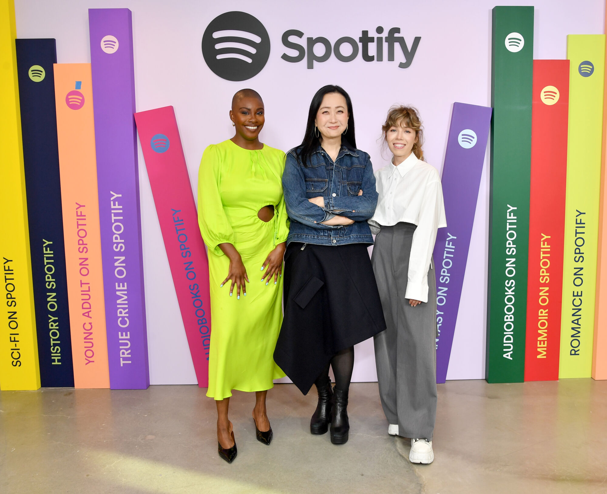 The Wick - NEW YORK, NEW YORK - OCTOBER 03: (L-R) Yomi Adegoke, Min Jin Lee, and Jennette McCurdy attend The Future of Audiobooks Event with Spotify 2023 on October 03, 2023 in New York City. (Photo by Noam Galai/Getty Images for Spotify )