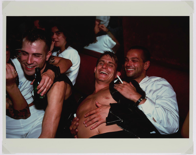 The Wick Culture - Nan Goldin, Clemens, Jens and Nicolas Laughing at Le Pulp, Paris, 1999 © Nan Goldin. Courtesy of Nan Goldin and Gagosian