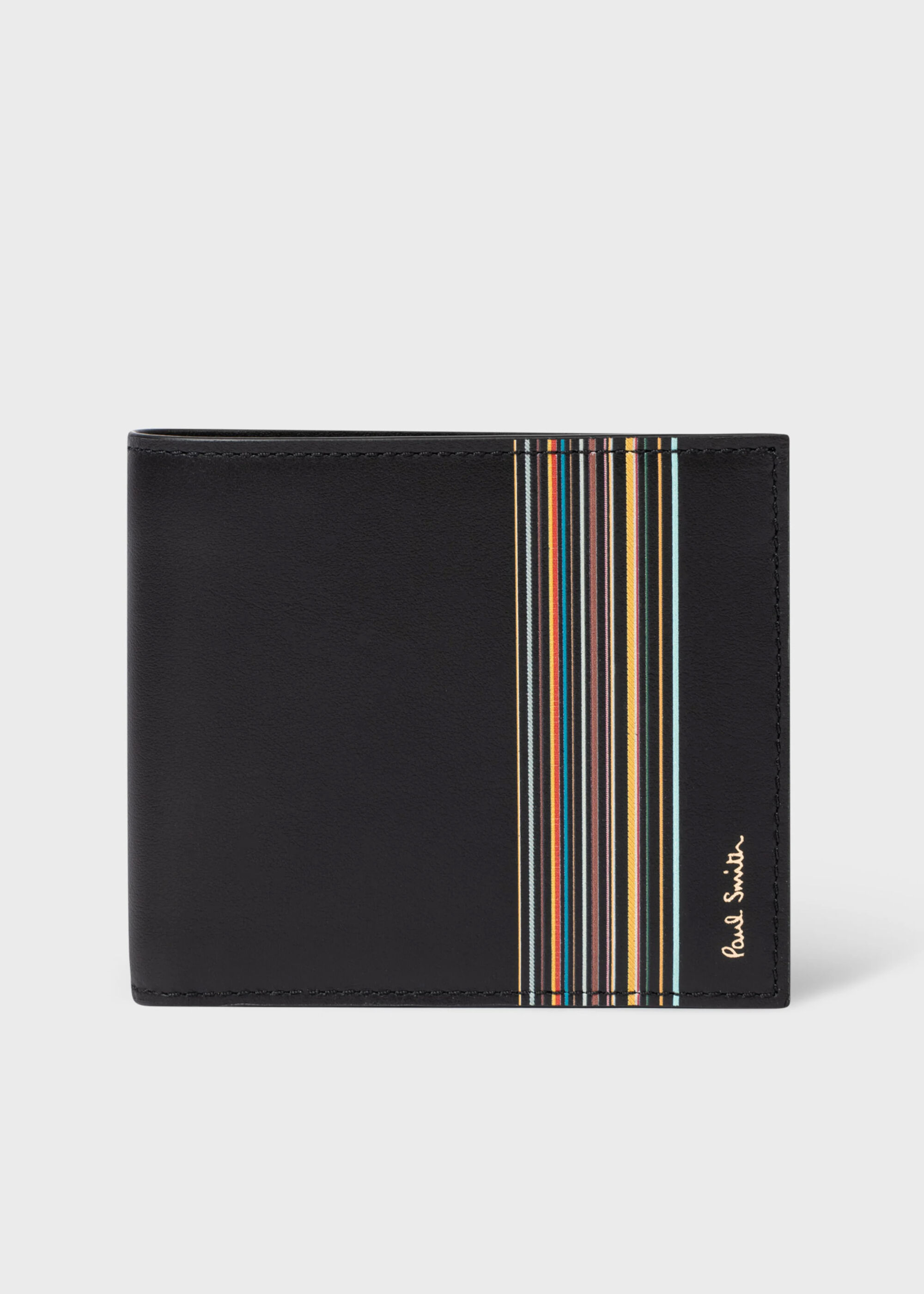The Wick - Objects Black 'Signature Stripe Block' Billfold And Coin Wallet, by Paul Smith