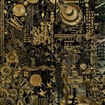 Gold and black artwork made of 24 carat gold, titled Constellations VIII, by artist Lina Iris Viktor.