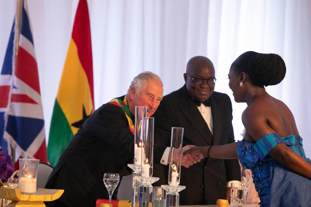 The Wick Culture - Dentaa Amoateng MBE being congratulated for work well done. Dentaa and the GUBA Enterprise successfully facilitated HRH Prince Charles, the Prince of Wales' visit to Ghana. 
Photo courtesy of Dentaa Amoateng MBE