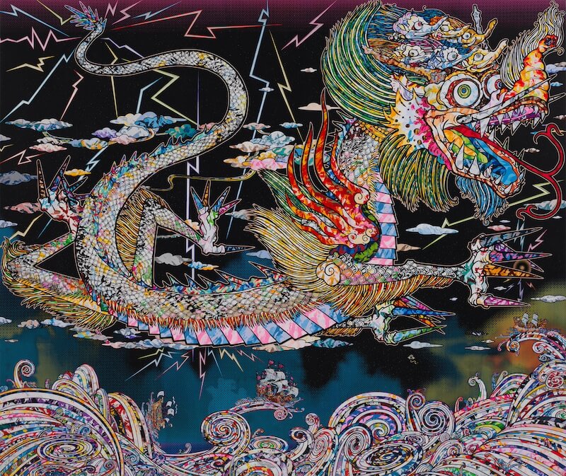 The Wick Culture - Takashi Murakami, Blue Dragon Soars Through the Universe, Gagosian, London