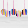 5 dangling festive striped decorations by artist Liz West