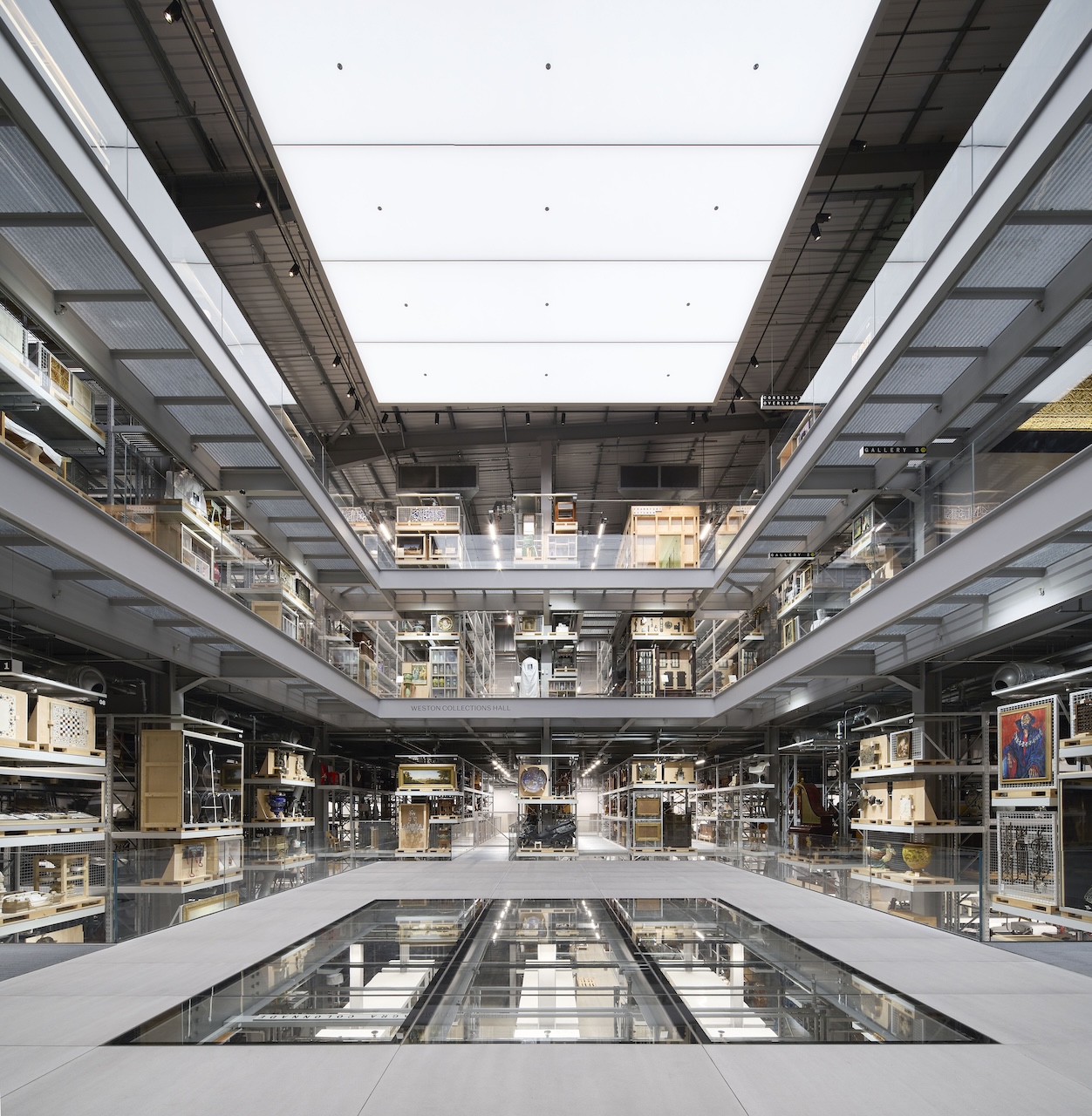 The Wick Culture - The Weston Collections Hall at V&A East
Storehouse, including glass floor with
views down into the busy working store. Image by Hufton + Crow for V&A