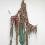 Fabric installation hanging on the wall