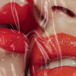Two woman's lips with red lip sticks