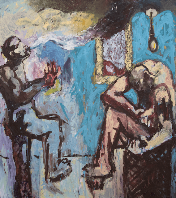 The Wick Culture - Hamad Butt, Two Figures with Lightbulb, c. 1985-86. Image courtesy of Jamal Butt