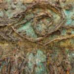 An artwork of twigs stuck on