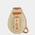 A beige tennis racket bag