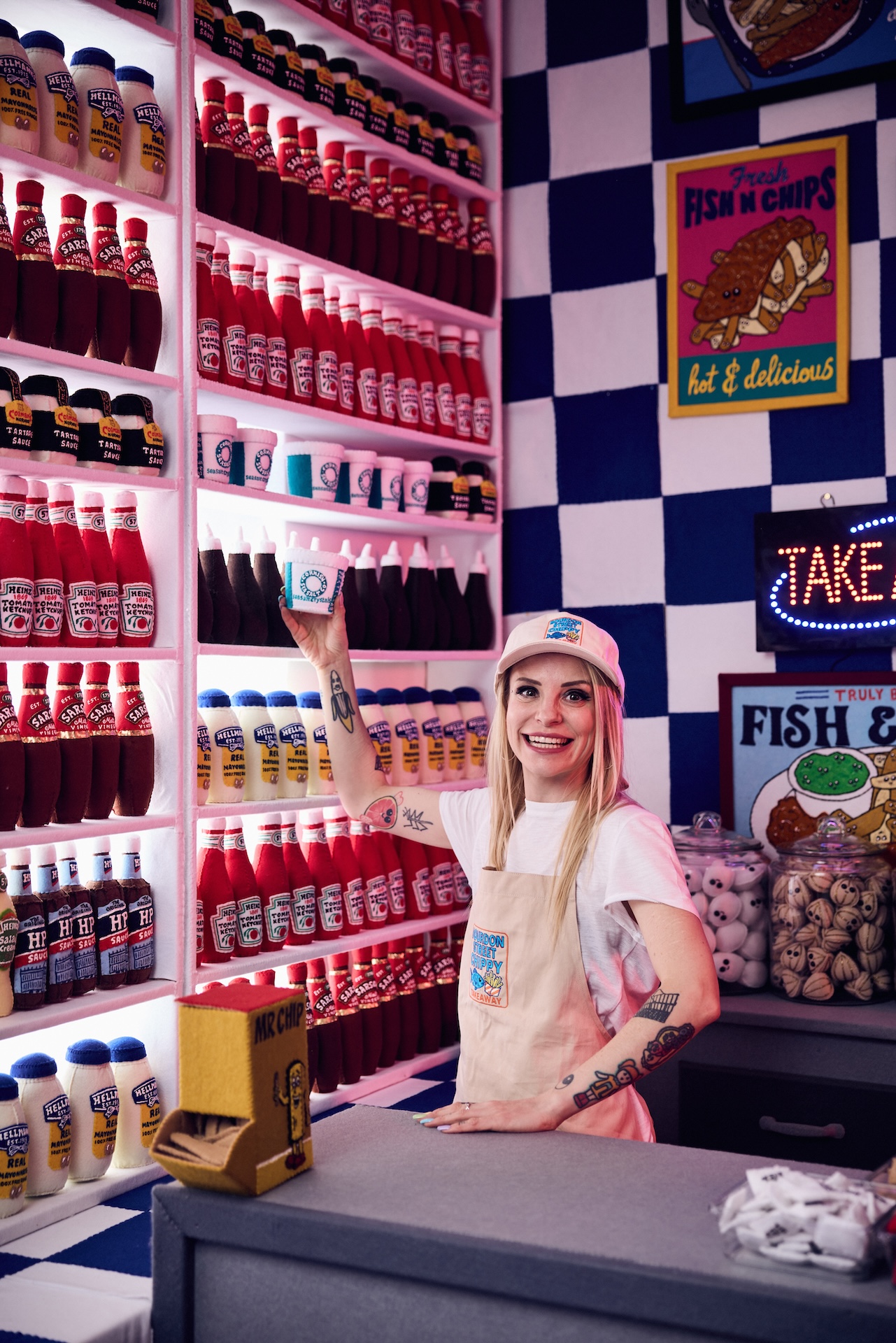 The Wick Culture - Lucy Sparrow - The Bourdon St Chippy at the Lyndsey Ingram Gallery photographed by Alun Callender for JBPR