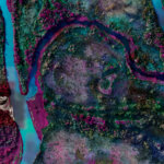 An artwork of a colourful and abstract landscape