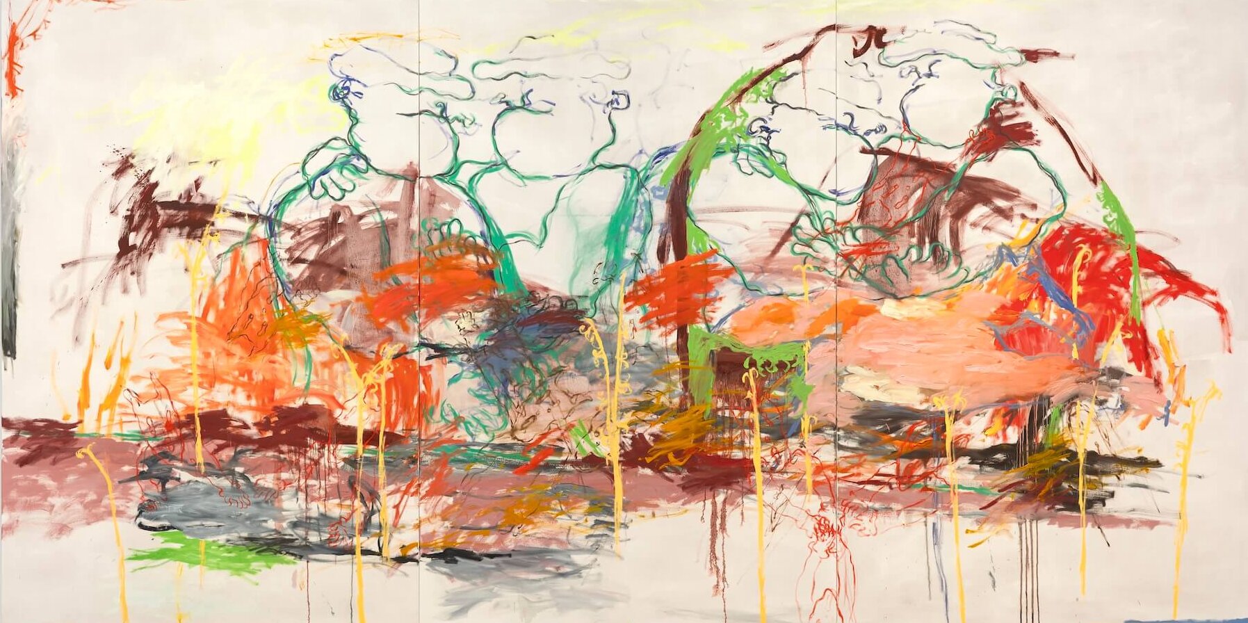 The Wick Culture - Lola Stong-Brett, Moving Forward, oil on canvas, three panels, 2025