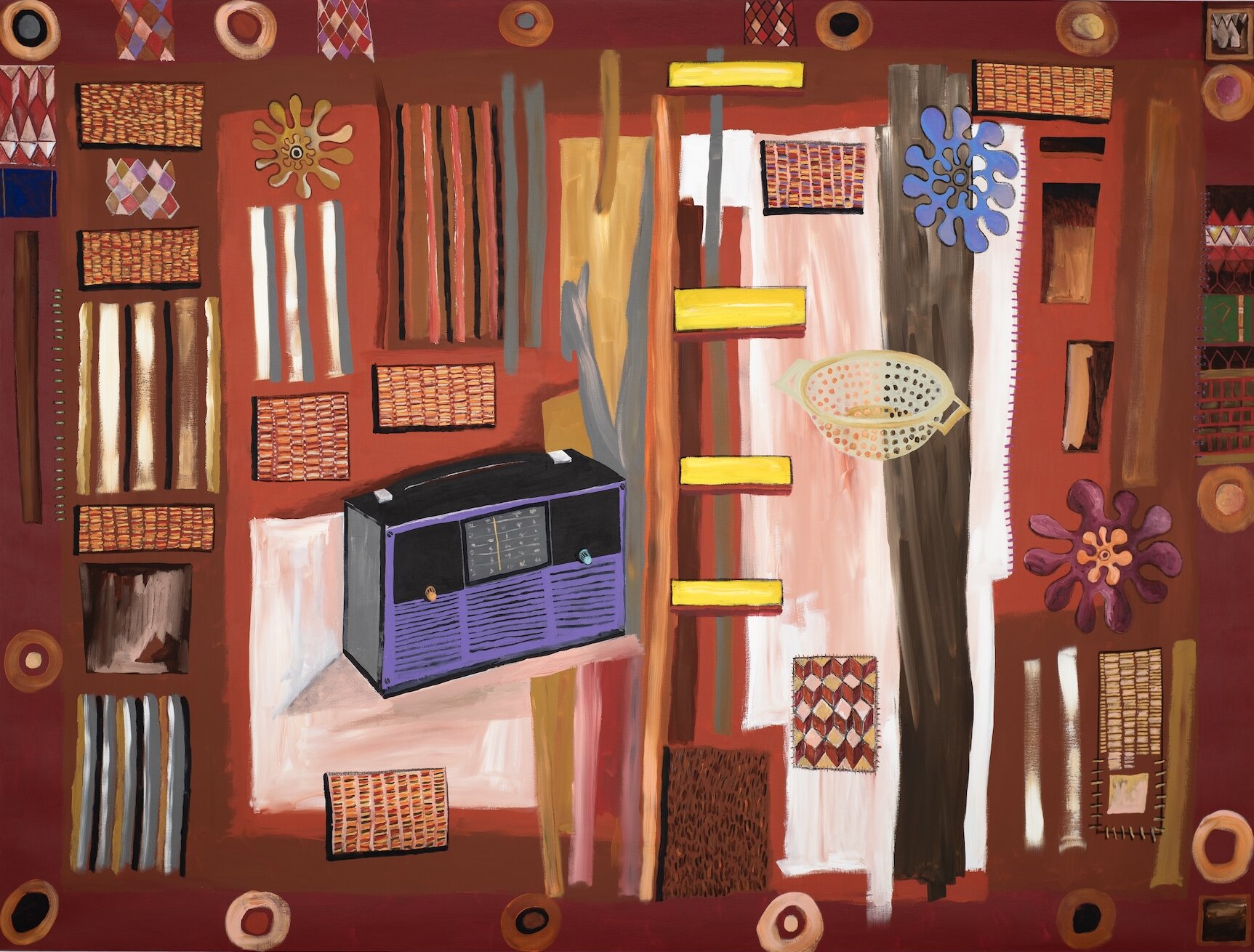 The Wick Culture - Lubaina Himid, Flying Carpet (2025). Acrylic on canvas. Courtesy Hollybush Gardens, London and Greene NaMali, New York. Photo: Gavin Renshaw