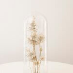 A glass jar with flowers inside