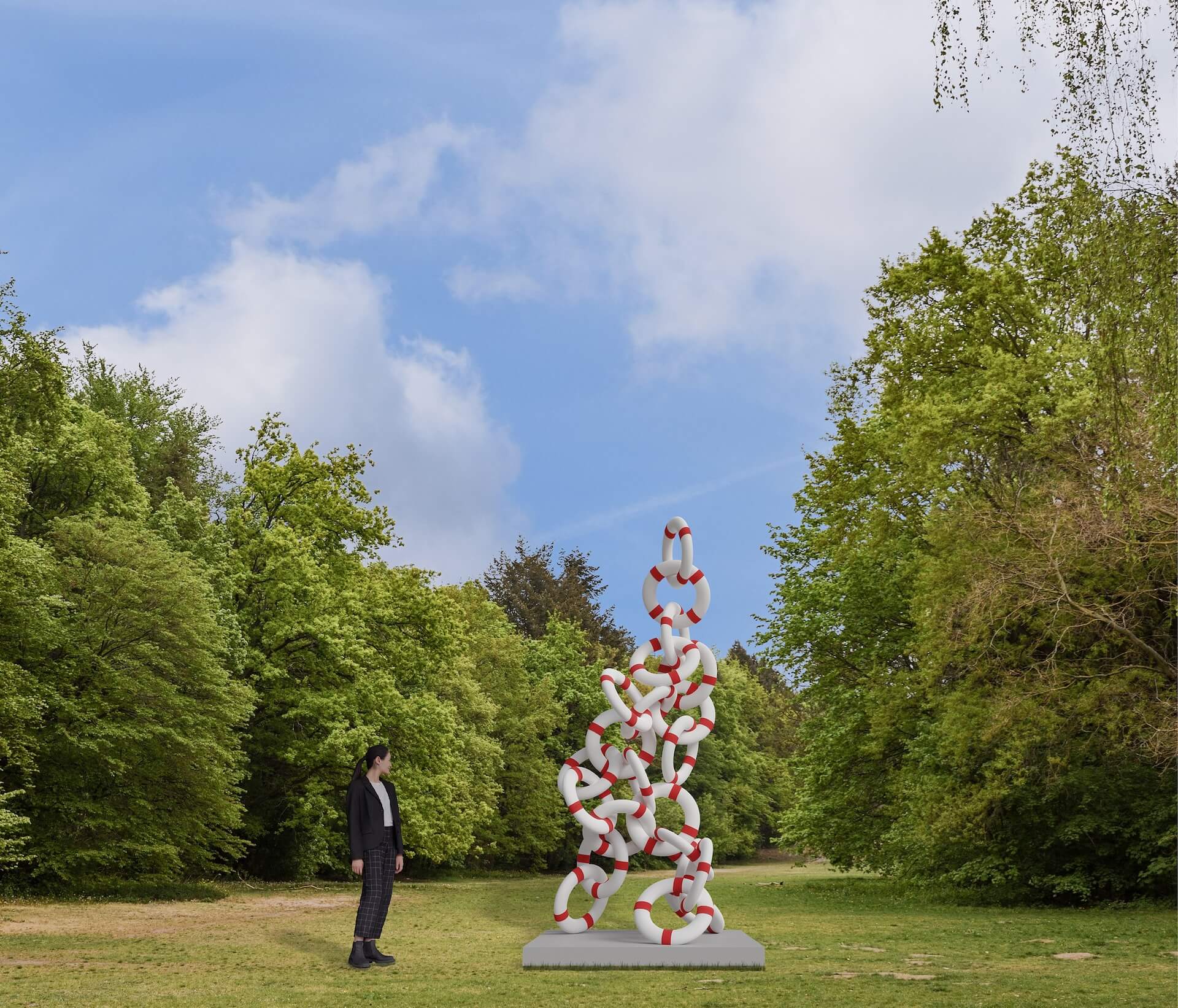 The Wick Culture - Elmgreen & Dragset, Life Rings, 2023, Stainless steel and lacquer, 4 m (13' 1-1/2