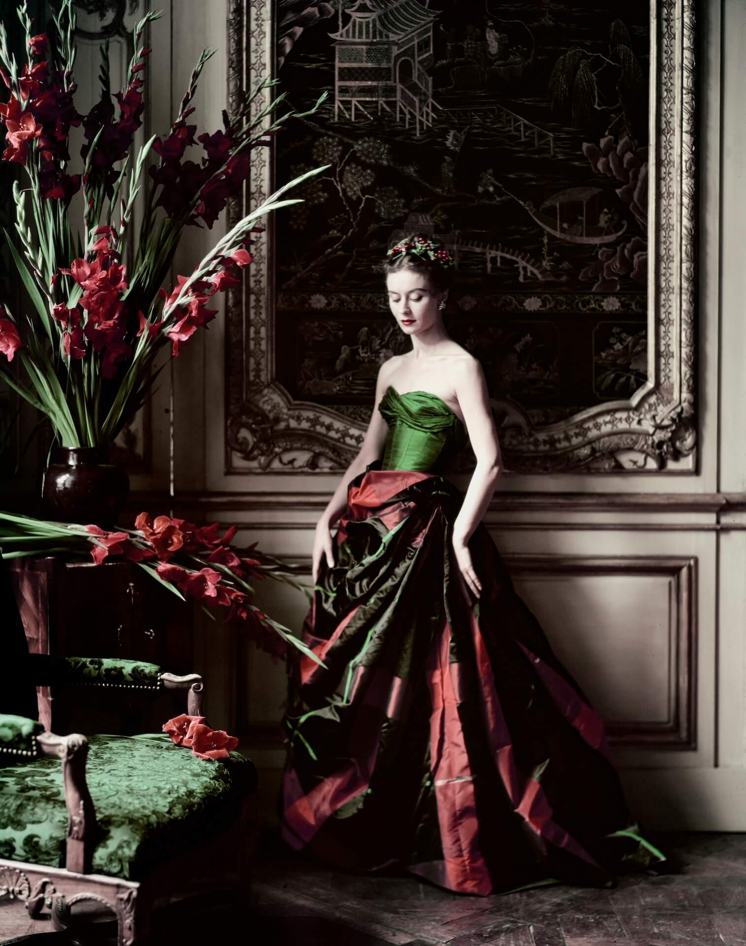The Wick Culture - Best Invitation of the Season (Nina De Voe in ball gown by Balmain), 1951, Original colour transparency, The Condé Nast Archive, New York.